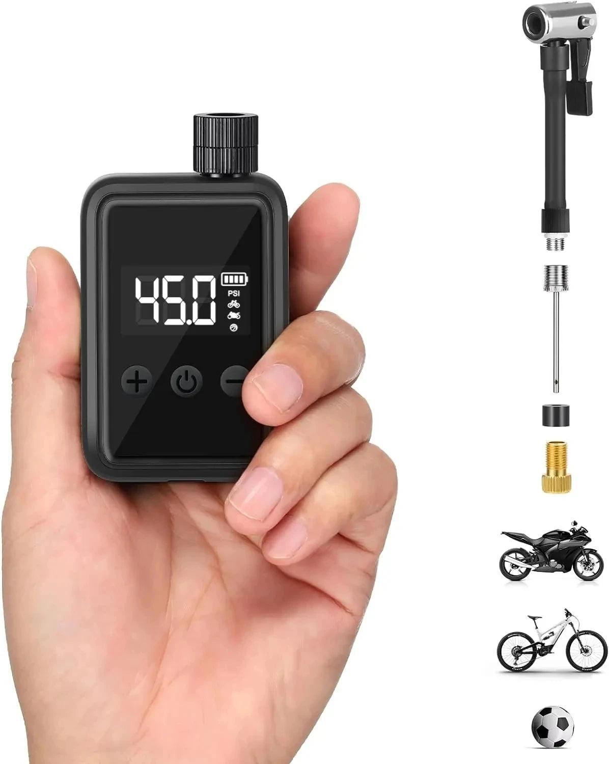 Bike Pump Electric Portable Bicycle Pump, 120 PSI Mini Tire Pump with - VirtuousWares.Store