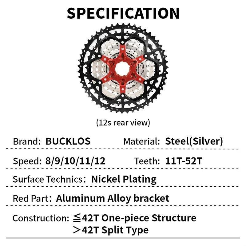BUCKLOS Bicycle Flywheel 8/9/10/11/12 Speed Bike Cassette - VirtuousWares.Store