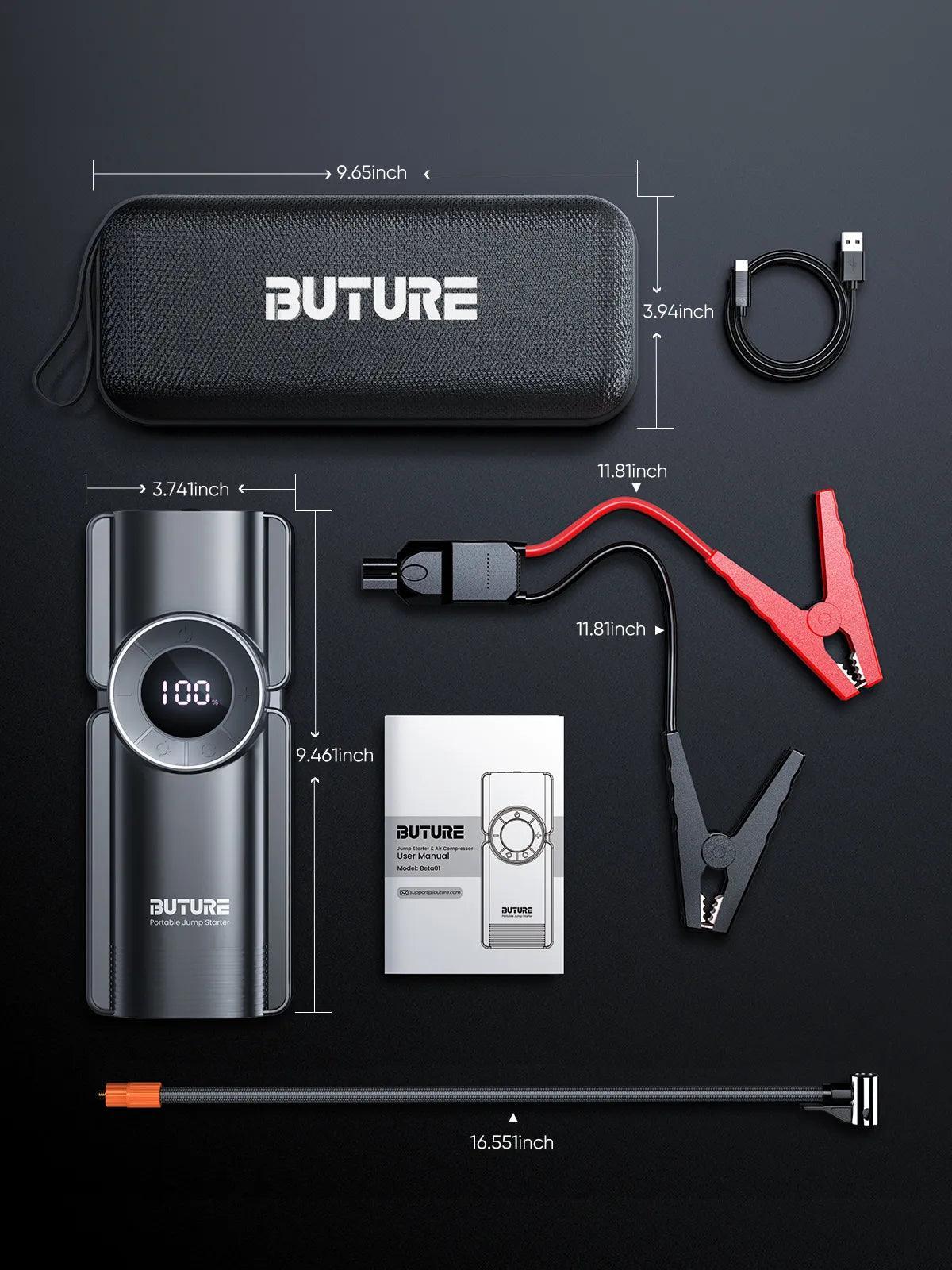 Buture 4 In 1 Jump Starter 150PSI Pump Air Compressor 20000mAh Power - VirtuousWares.Store