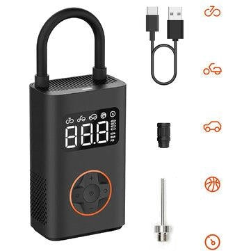 QiCYCLE N3 150PSI Electric Bike Pump 5 Modes Inflation AI Smart Chip Performance Enhance 5000mAh Battery Fast Charging LED Digital Display LED Lighting Mini  Portable Air Pump for Bicycle Scooter Cars Balls