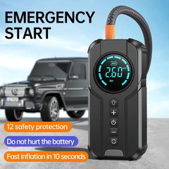 Car Jump Starter Air Pump Power Bank Lighting Portable Air Compressor - VirtuousWares.Store