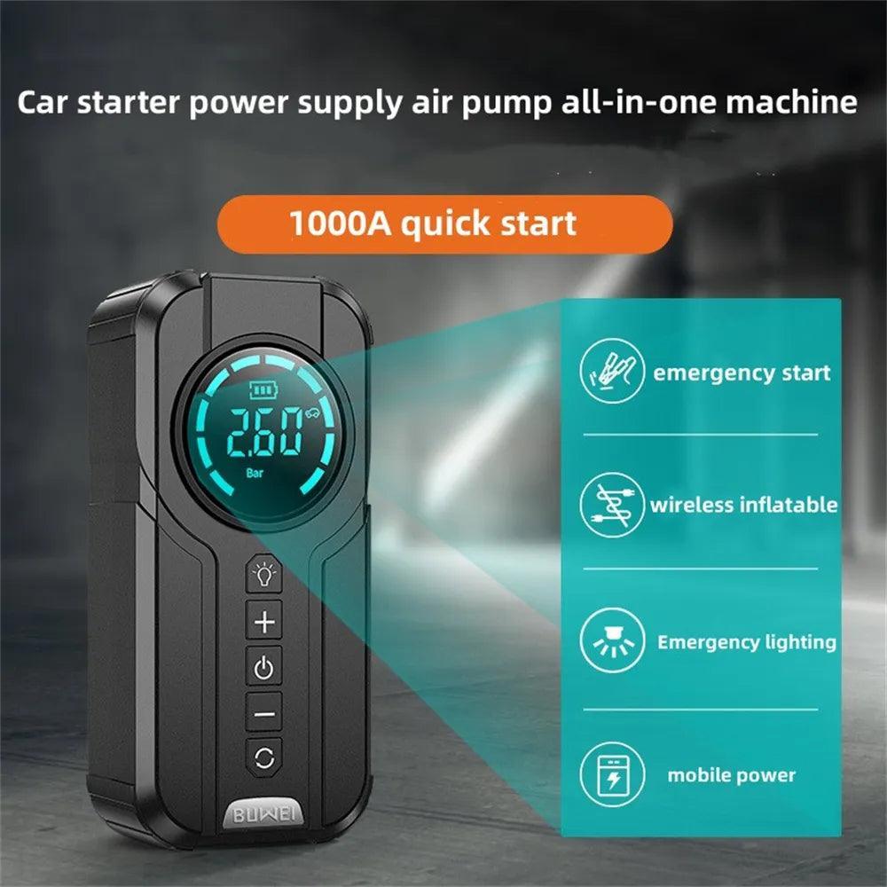 Car Jump Starter Air Pump Power Bank Lighting Portable Air Compressor - VirtuousWares.Store