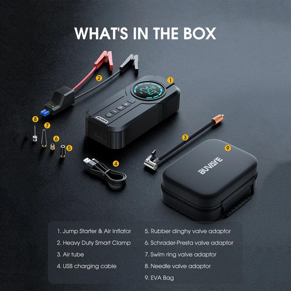 Car Jump Starter Air Pump Power Bank Lighting Portable Air Compressor - VirtuousWares.Store