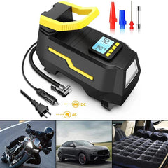 Car Tyre Inflator 110V-220V AC/DC 12V Air Compressor 2-in-1 Dual Power - VirtuousWares.Store