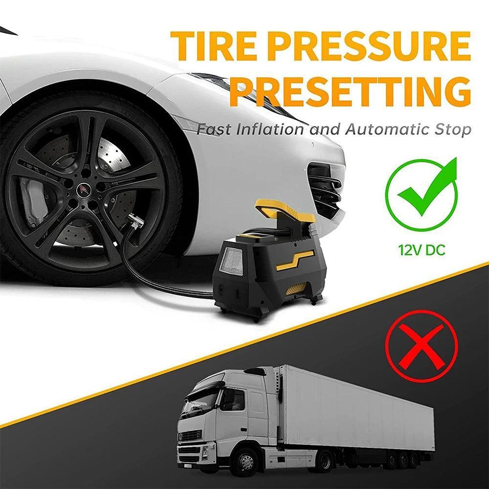 Car Tyre Inflator 110V-220V AC/DC 12V Air Compressor 2-in-1 Dual Power - VirtuousWares.Store