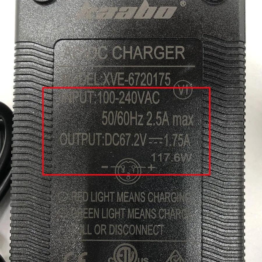 Charger 67.2V 1.75A 2A Kaabo Original Charging Parts for 60V Electric - VirtuousWares.Store