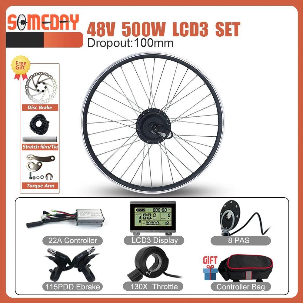 Electric Bike Conversion Kit 36V48V 500W Front Hub motor Wheel with KT LCD LED display For Ebike Conversion Kit Bicycle 16-29in - VirtuousWares.Store