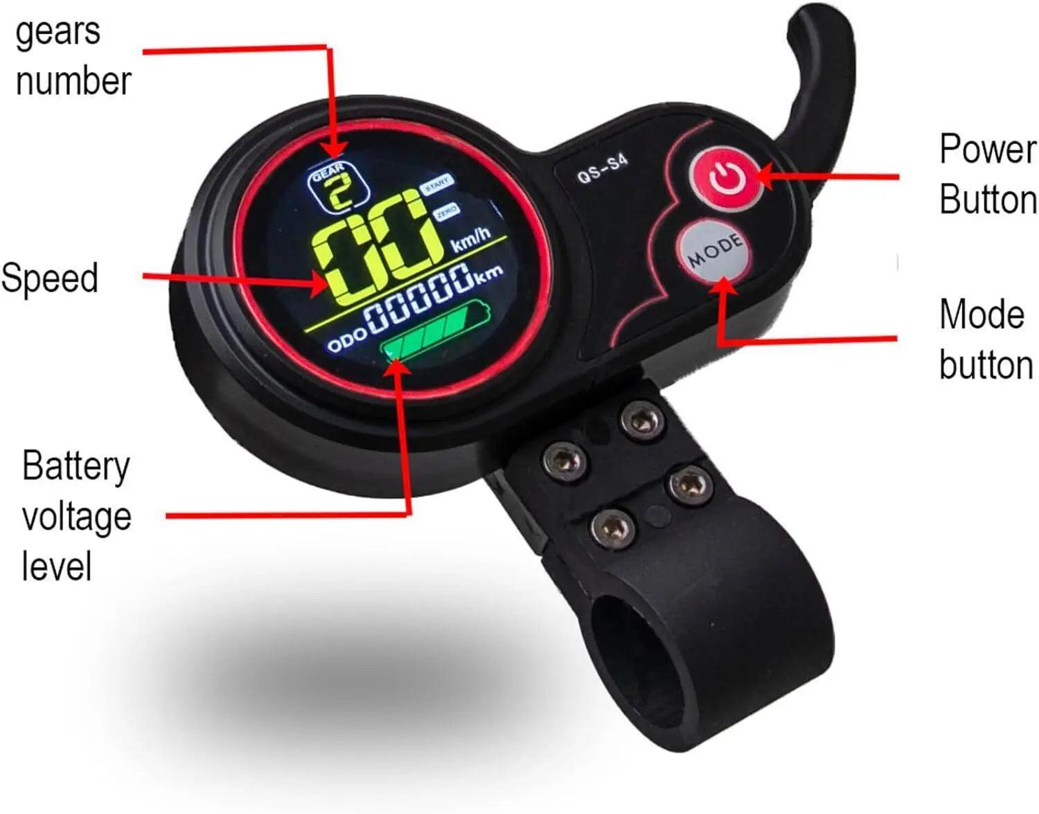 Electric Scooter 5pin/6pin 60V Finger Throttle LCD Display QSS4 LH100 - VirtuousWares.Store