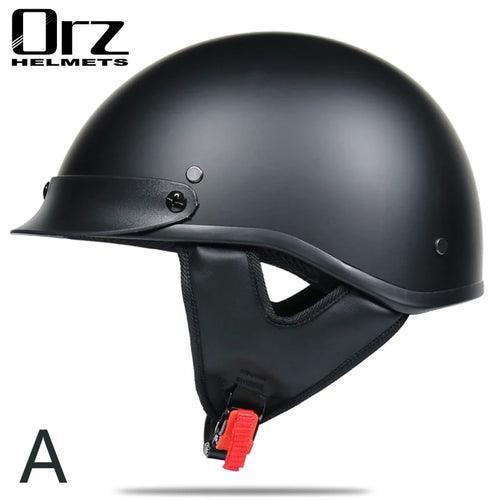 Half face Motorcycle Helmet vintage retro scooter jet helmet Cruiser - VirtuousWares.Store