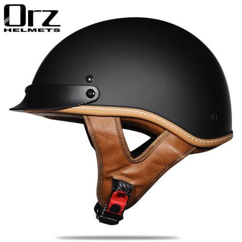 Half face Motorcycle Helmet vintage retro scooter jet helmet Cruiser - VirtuousWares.Store