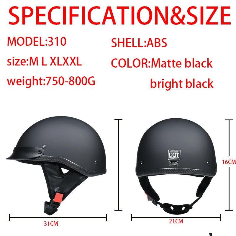 Half face Motorcycle Helmet vintage retro scooter jet helmet Cruiser - VirtuousWares.Store
