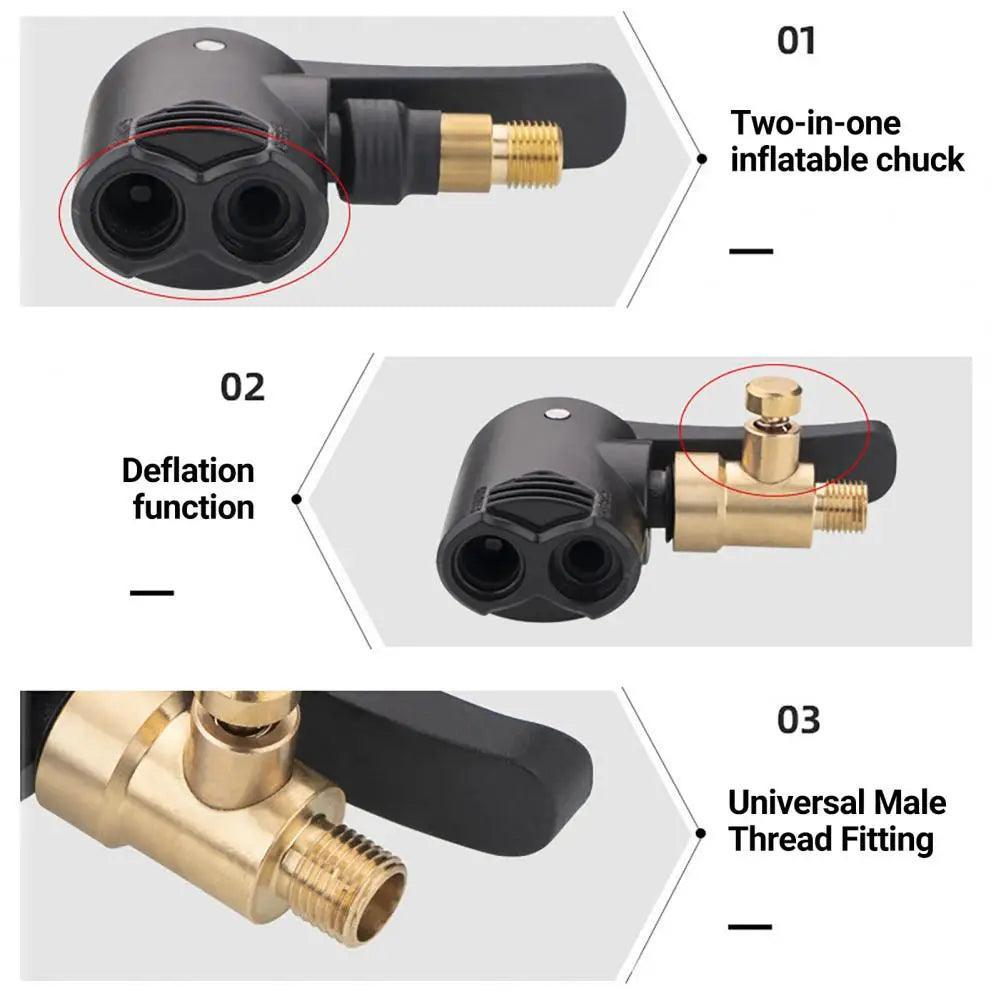 Helpful 2 in 1 Air Compressor Adapter Portable Deflation Valve Presta - VirtuousWares.Store
