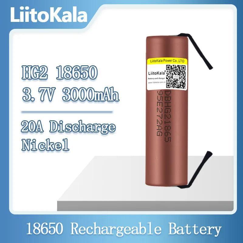Hot 1-10pcs LiitoKala HG2 18650 3000mAh battery 3.6V discharge 20A - VirtuousWares.Store