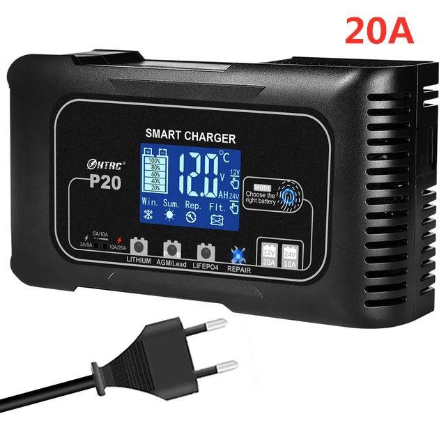 HTRC 15A/20A Smart Battery Charger Automatic Pulse Repair Charge for Lead-Acid Lithium LiFePO4 Battery Car Motorcycle Charger - VirtuousWares.Store