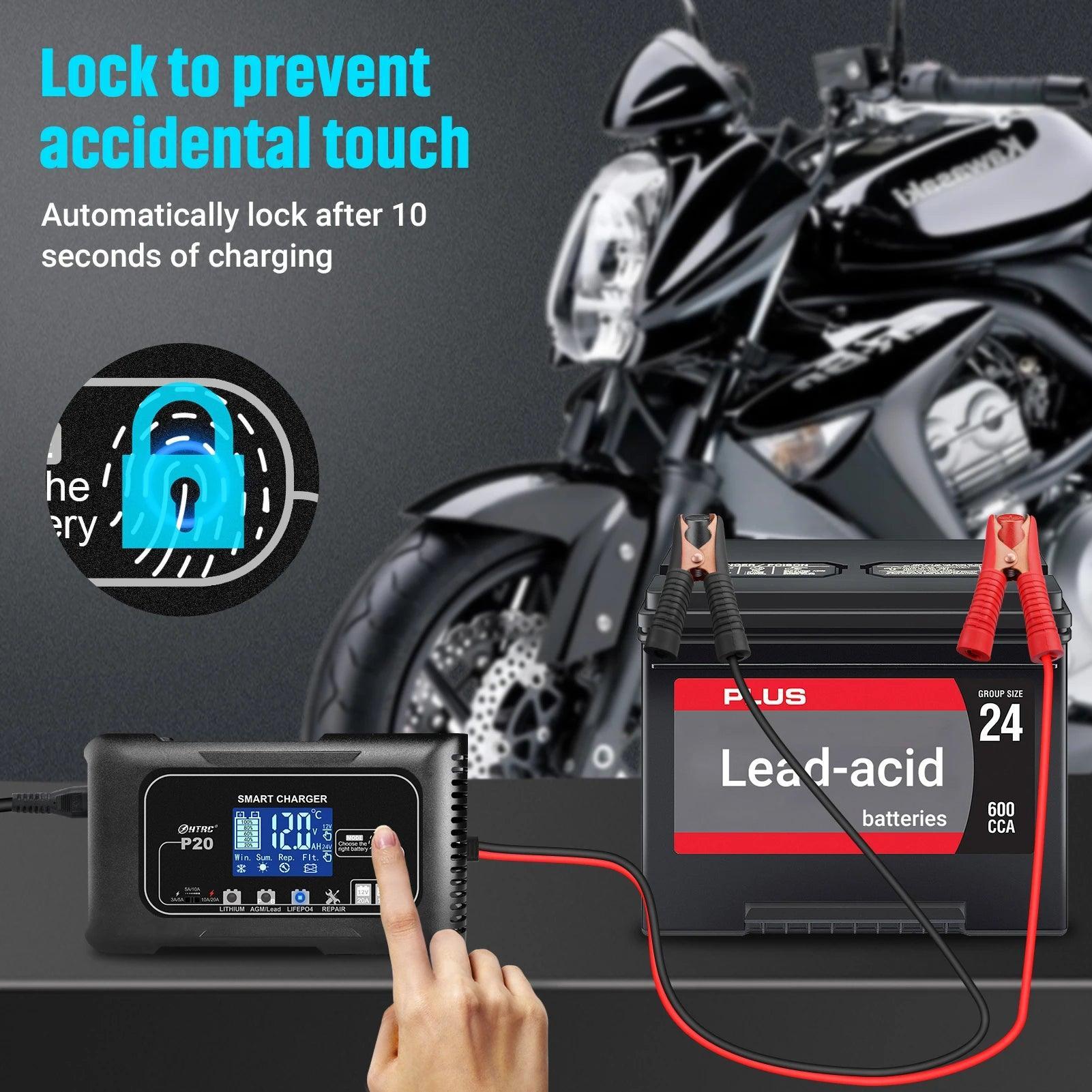 HTRC 15A/20A Smart Battery Charger Automatic Pulse Repair Charge for Lead-Acid Lithium LiFePO4 Battery Car Motorcycle Charger - VirtuousWares.Store