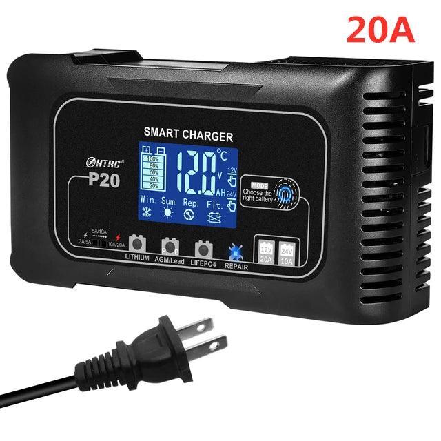 HTRC 15A/20A Smart Battery Charger Automatic Pulse Repair Charge for Lead-Acid Lithium LiFePO4 Battery Car Motorcycle Charger - VirtuousWares.Store