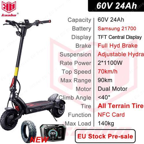 Kaabo Mantis King GT Scooter 24Ah Battery TFT Display 2*1100W - VirtuousWares.Store