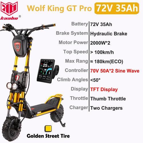 Kaabo Wolf King GT Pro Scooter 11inch 72V 35Ah Battery 2000W*2 Dual Motor - VirtuousWares.Store