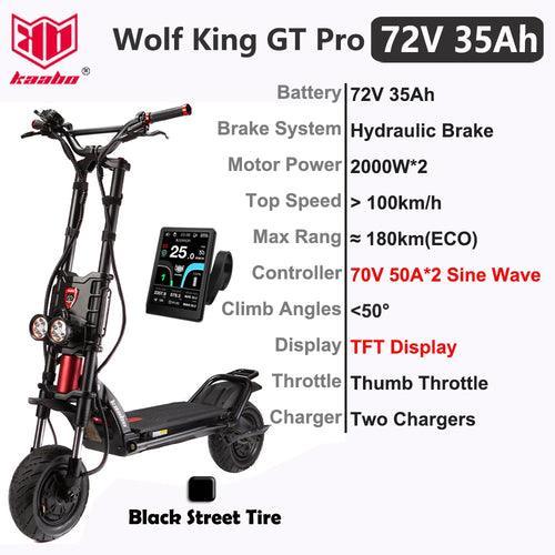 Kaabo Wolf King GT Pro Scooter 11inch 72V 35Ah Battery 2000W*2 Dual Motor - VirtuousWares.Store