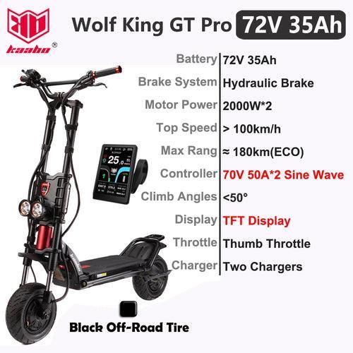 Kaabo Wolf King GT Pro Scooter 11inch 72V 35Ah Battery 2000W*2 Dual Motor - VirtuousWares.Store