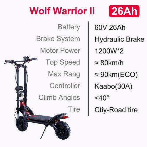 Kaabo Wolf Warrior Scooter 11 Scooter 26Ah 60V 35Ah 1200W*2 Dual Motor - VirtuousWares.Store
