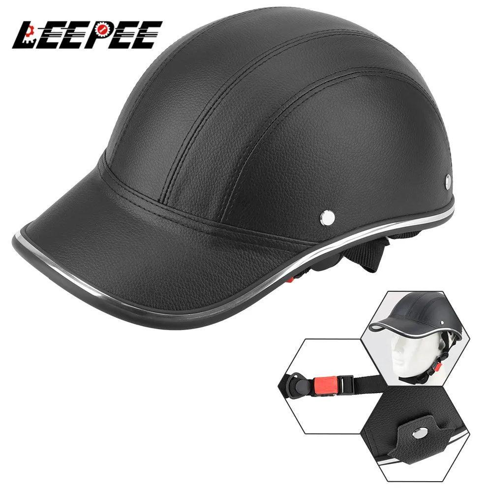 LEEPEE For Cafe Racer Chopper Scooter Safety Hard Hat Half Face - VirtuousWares.Store