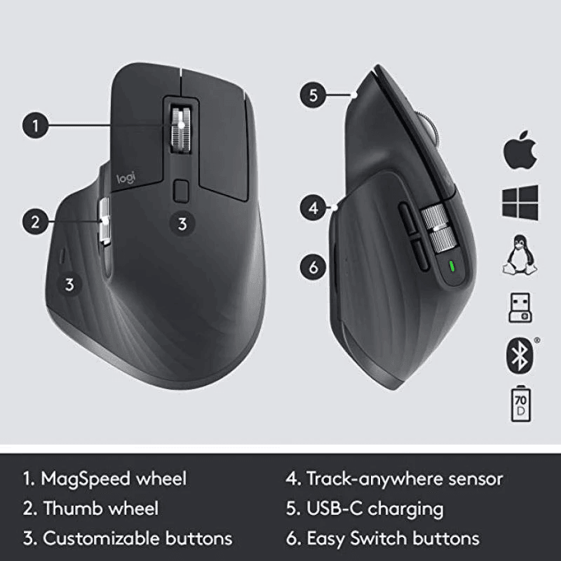 Logitech MX Master 3 Wireless Bluetooth Gaming Mouse - VirtuousWares.Store