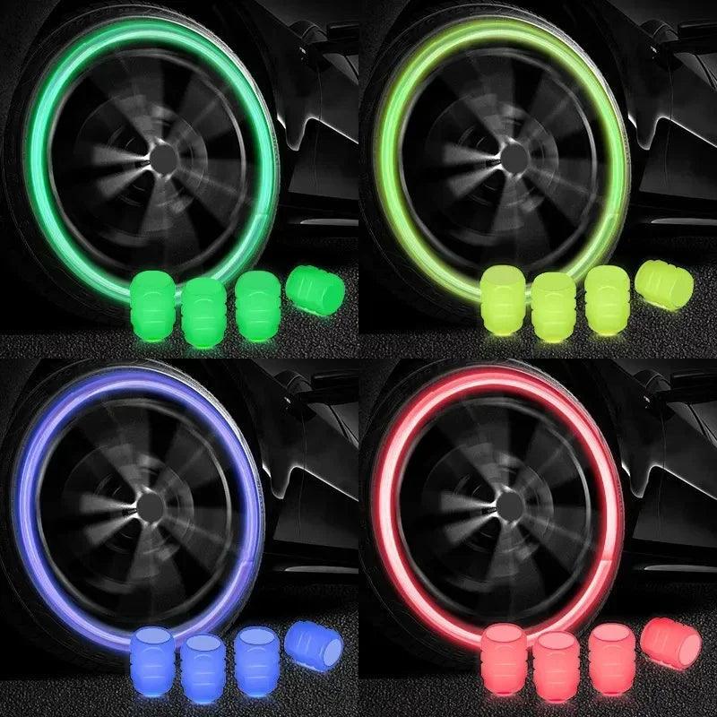 Luminous Night Glowing Motorcycle Wheel Tyre Valve Caps Decors For - VirtuousWares.Store