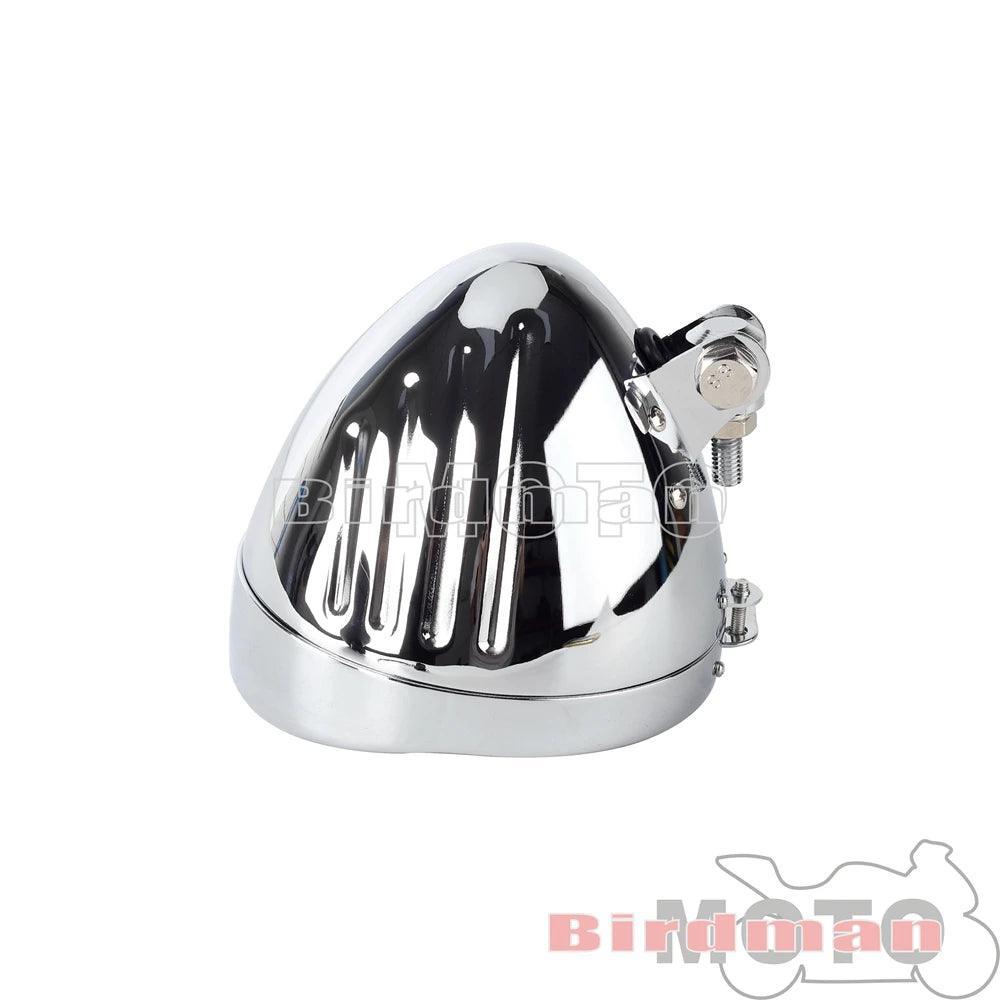 Motorcycle 5.75" Vintage Round Headlight Housing Bucket With Visor - VirtuousWares.Store