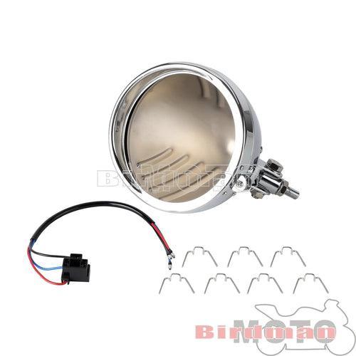 Motorcycle 5.75" Vintage Round Headlight Housing Bucket With Visor - VirtuousWares.Store