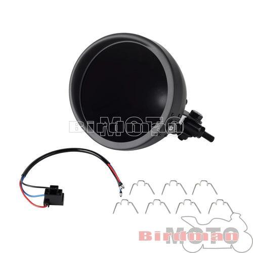 Motorcycle 5.75" Vintage Round Headlight Housing Bucket With Visor - VirtuousWares.Store