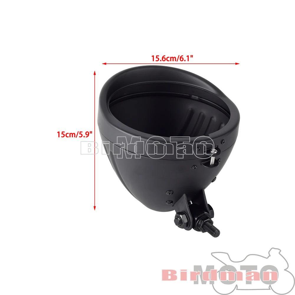 Motorcycle 5.75" Vintage Round Headlight Housing Bucket With Visor - VirtuousWares.Store
