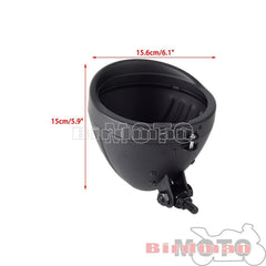 Motorcycle 5.75" Vintage Round Headlight Housing Bucket With Visor - VirtuousWares.Store