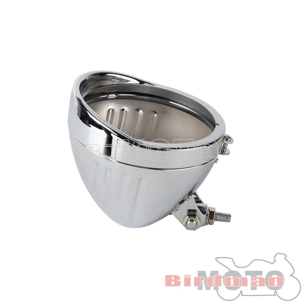 Motorcycle 5.75" Vintage Round Headlight Housing Bucket With Visor - VirtuousWares.Store