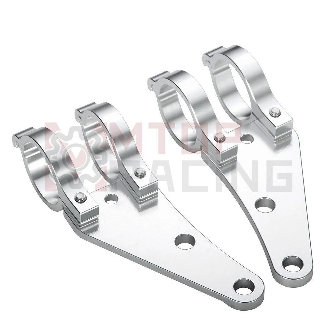 Motorcycle CNC Headlight Mount Bracket Fork Silver 27mm 31mm 32mm 36mm - VirtuousWares.Store