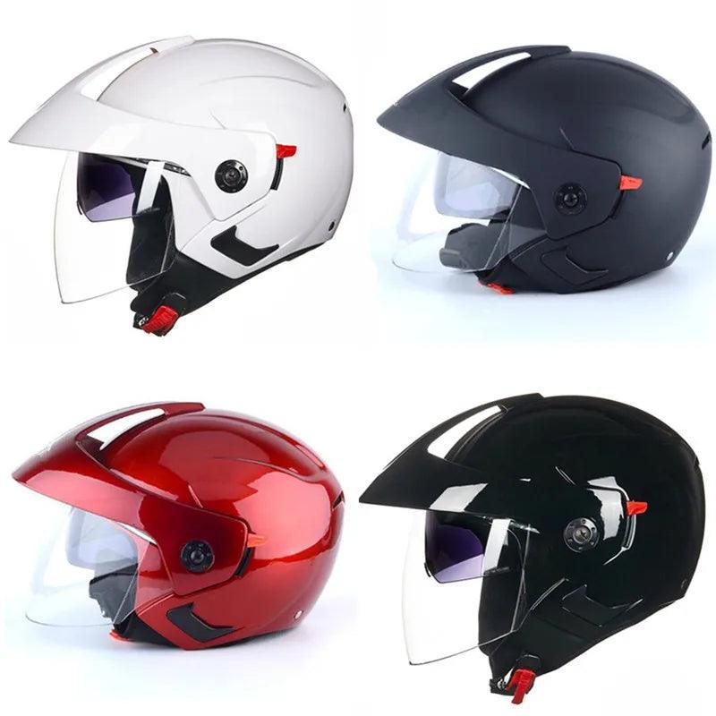 Motorcycle Helmet Open Face Dual Lens Visors Moto Helmet Electric Bicycle Helmet Men Women Summer Scooter Motorbike Helmet S CE - VirtuousWares.Store