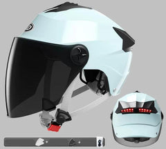 Motorcycle Helmets With Led Lights Moped Helmet Electric Scooter for Men Women With Double Visor Rechargeable Bicycle Light Bike - VirtuousWares.Store