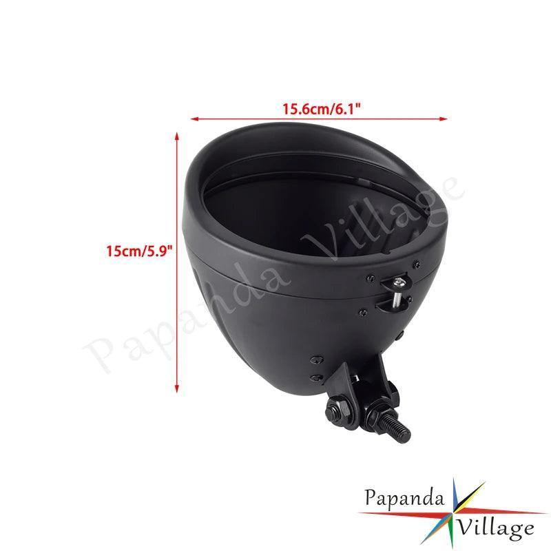 Motorcycle Lighthouse Retro Headlight Bucket Shell Steel Head Lights - VirtuousWares.Store