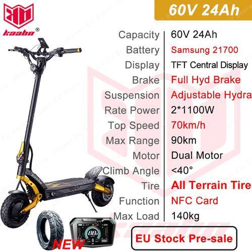 Official Kaabo Mantis King GT Scooter 24Ah Battery TFT Display 2*1100W - VirtuousWares:Global