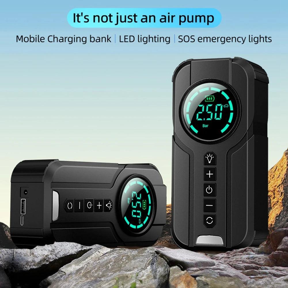 Portable Car Air Pump Power Bank 2 In 1 Wireless Air Compressor Tyre - VirtuousWares.Store