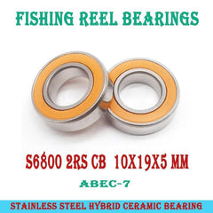 S6800 2OS Bearing 10x19x5 mm CB ABEC7 Stainless Steel Hybrid Ceramic - VirtuousWares.Store