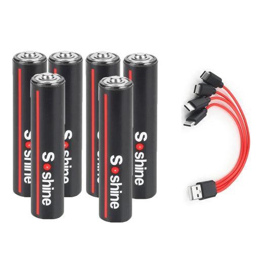 Soshine USB Li-ion AAA Rechargeable Battery Aaa 1.5V 600mWh Lithium - VirtuousWares.Store