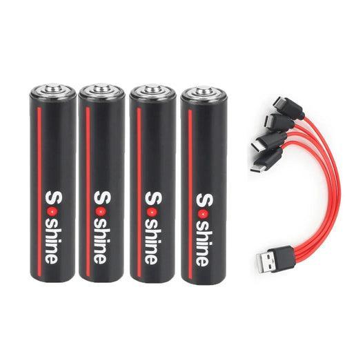 Soshine USB Li-ion AAA Rechargeable Battery Aaa 1.5V 600mWh Lithium - VirtuousWares.Store