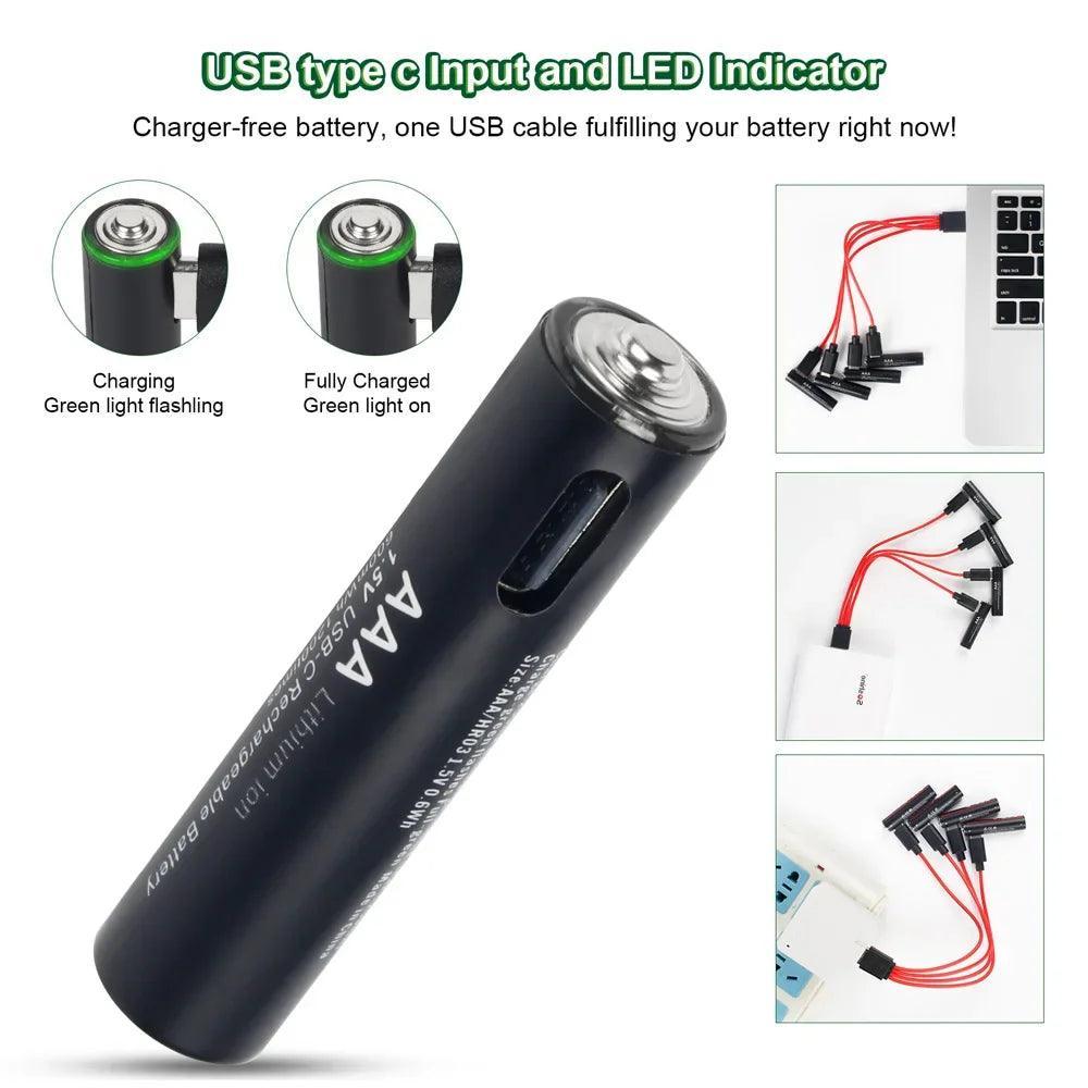 Soshine USB Li-ion AAA Rechargeable Battery Aaa 1.5V 600mWh Lithium - VirtuousWares.Store