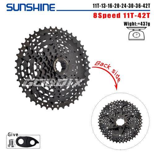 SUNSHINE Black Bicycle Freewheel MTB Bike Cassette K7 8/9/10/11/12 - VirtuousWares.Store