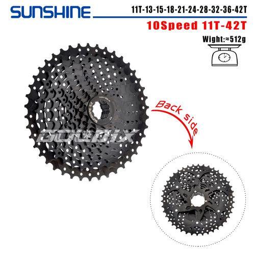 SUNSHINE Black Bicycle Freewheel MTB Bike Cassette K7 8/9/10/11/12 - VirtuousWares.Store