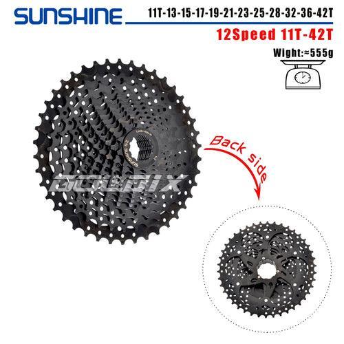 SUNSHINE Black Bicycle Freewheel MTB Bike Cassette K7 8/9/10/11/12 - VirtuousWares.Store