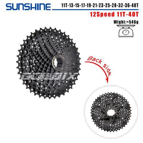 SUNSHINE Black Bicycle Freewheel MTB Bike Cassette K7 8/9/10/11/12 - VirtuousWares.Store