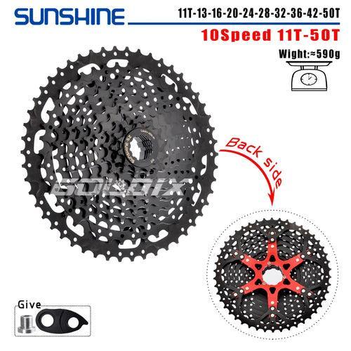 SUNSHINE Black Bicycle Freewheel MTB Bike Cassette K7 8/9/10/11/12 - VirtuousWares.Store