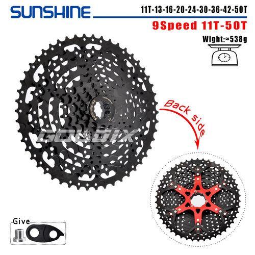 SUNSHINE Black Bicycle Freewheel MTB Bike Cassette K7 8/9/10/11/12 - VirtuousWares.Store